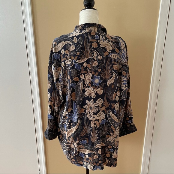 Christian Dior 100% Silk Navy Floral Print open front Blazer Jacket - Picture 2 of 11